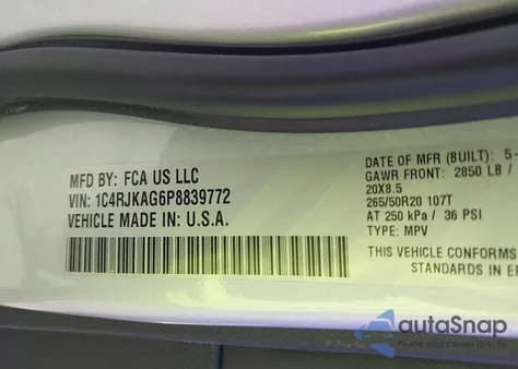 2023 Jeep Grand Cherokee L Altitude 4X4 z USA, uszkodzony, nr VIN 1C4RJKAG6P8839772